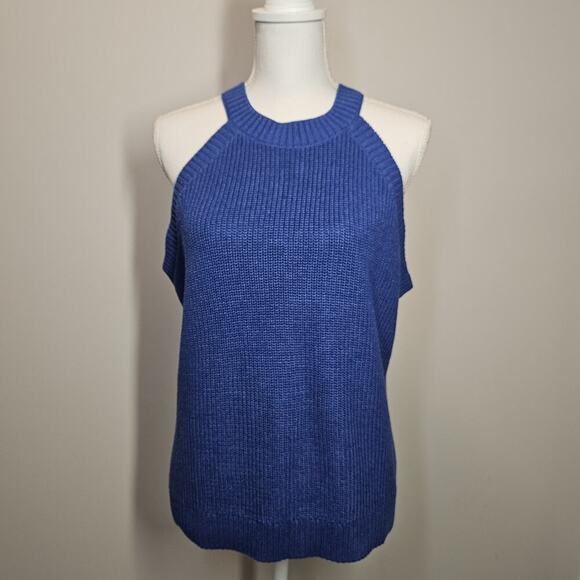 Old Navy Tops - Old Navy Tank Top Ribbed Sleeveless Cropped Knit Sweater Blue Size XL